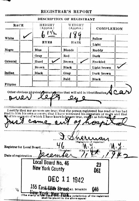 Bert Acosta Draft Registration (Back), December 11, 1942 (Source: ancestry.com) 