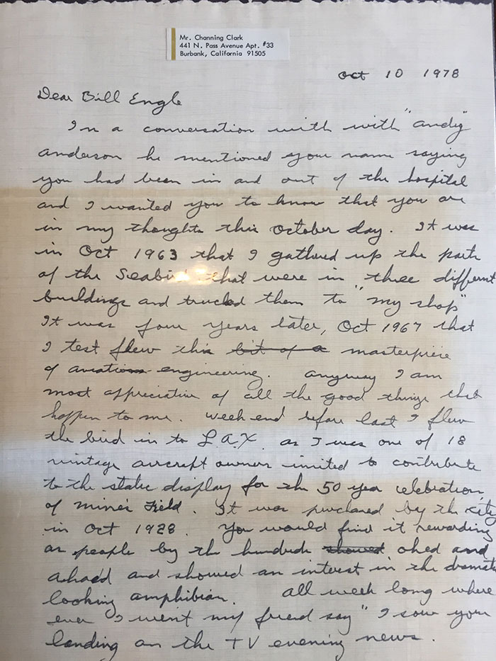 Channing Clark Letter, October 10, 1978 (Source: Engle Family)