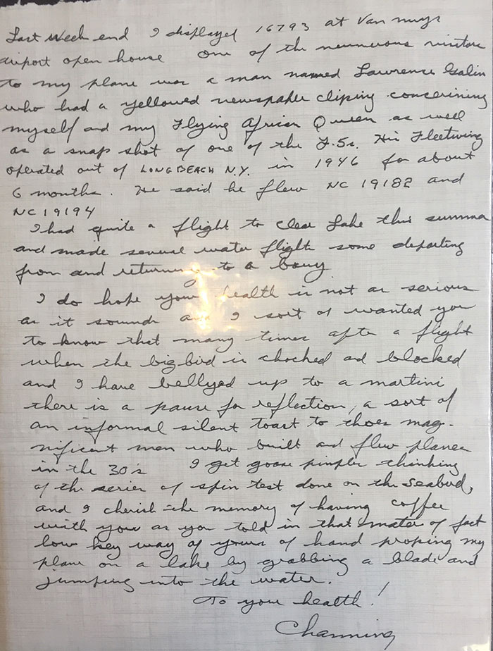 Channing Clark Letter, October 10, 1978 (Source: Engle Family)