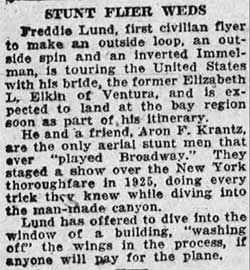 Lund Wedding, Oakland Tribune, July 4, 1925 (Source: newspapers.com)