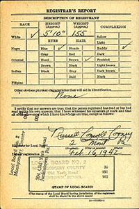 R.J. O'Donnell Draft Registration, February 16, 1942 (Source: ancestry.com) 