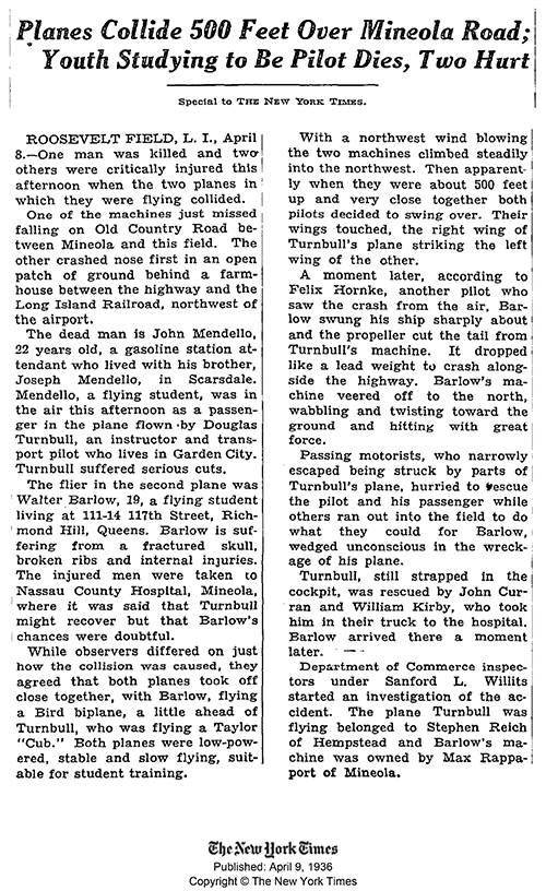 The New York Times, April 9, 1936 (Source: NYT) 