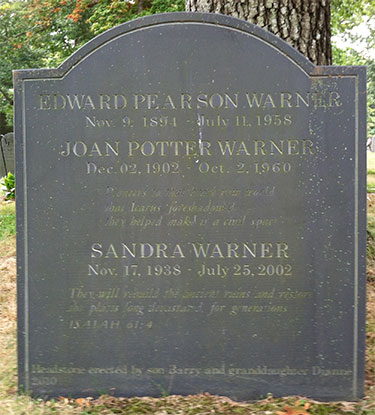 Warner Family Grave Marker, 1958 (Source: findagrave.com)
